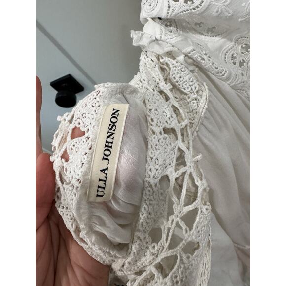 Ulla Johnson Openline Dress Blanc White Layered Midi Small Lace - Picture 9 of 10